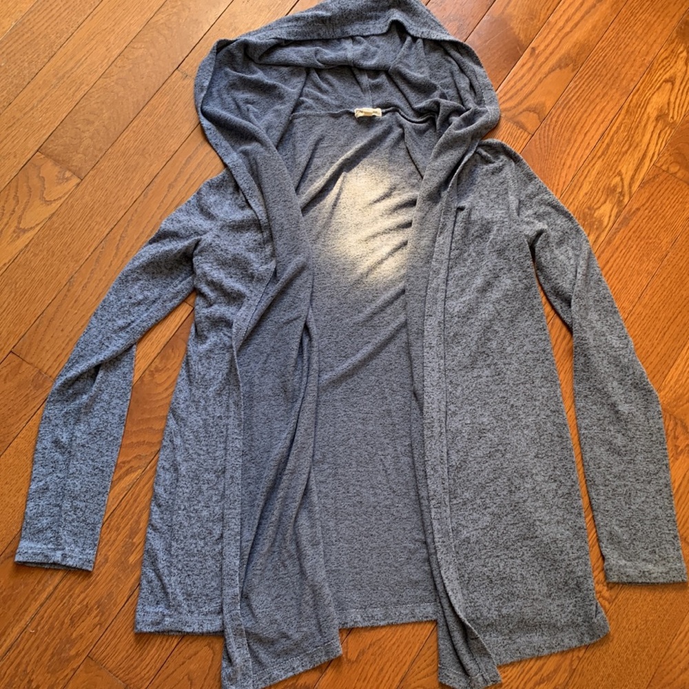 Anthropologie Silence & Noise hooded blue waterfall cardigan size Medium